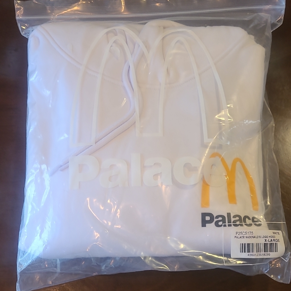 Palace White Hoodie with Yellow Logo